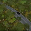 Municipal Road Surrounded By Lush Green Trees With Car Driving On Smooth Pavement