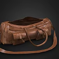 Brown Leather Duffel Bag with Handles and Adjustable Shoulder Strap Classic Design 3d model