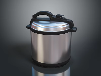 Stainless Steel Electric Pressure Cooker Silver Black Design Modern Kitchen Appliance With Handle And Lid 3d model