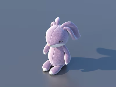 Soft Purple Rabbit Plush Toy Sitting On Gray Background For Children 3d model