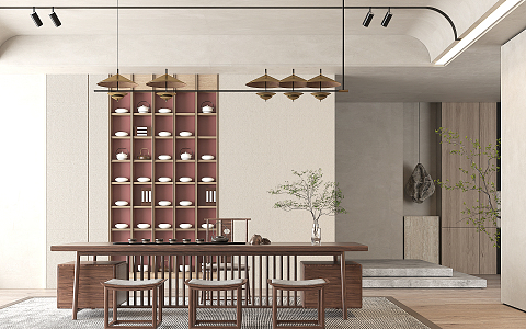 New Chinese Tea Room Tea Table 3d model