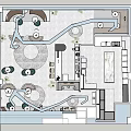 Modern Restaurant Interior With Open Layout Seating Area Bar Counter And Decorative Paintings