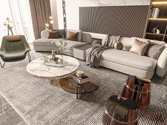 Sofa coffee table combination 3d model