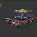 Armored Military Tank With Long Cannon Heavy Duty Tracks And Top Grill Structure