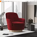 Single person sofa leisure fabric sofa floor lamp side table 3d model