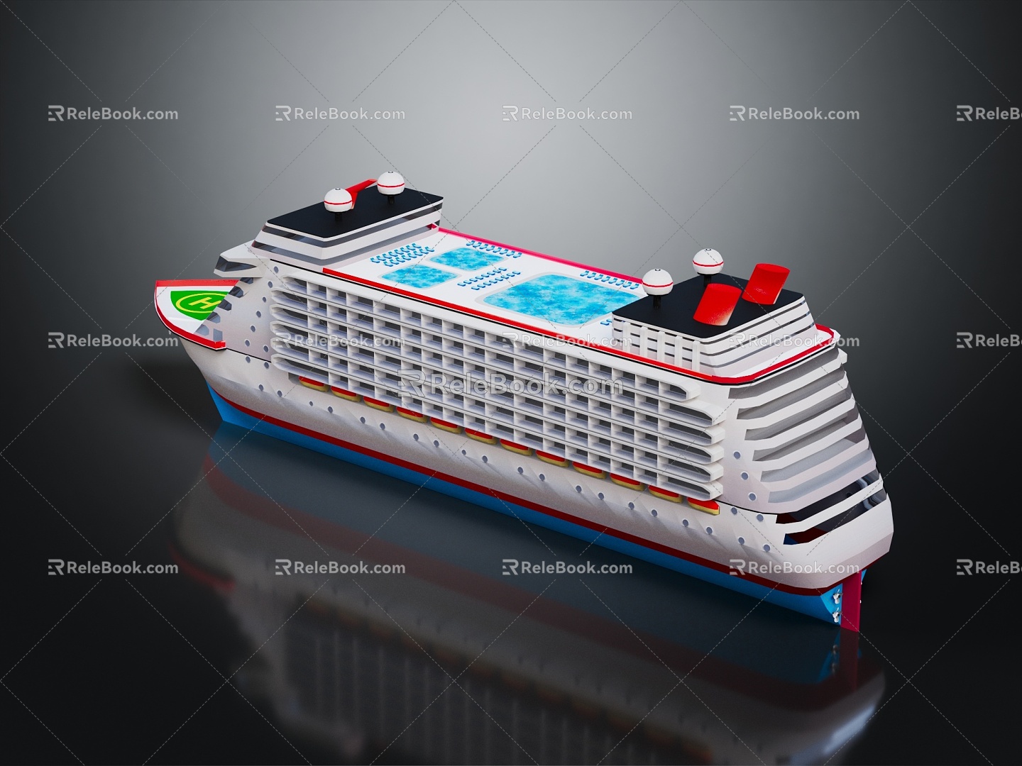 Modern Cruise Line Giant Cruise Line Luxury Cruise Line 3d model