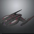 Dark Colored Cosmic Spaceship With Pink Accent Lines And Sleek Design