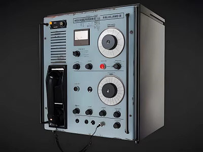 Vintage Metal Communication Control Panel With Telephone Handset Dials And Buttons 3d model