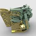 Building Blocks Creative Facial Sculpture With Green And Gold Artistic Design