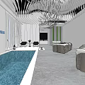 Modern Beauty Hair Salon Interior Design With Stylish Ceiling Large Windows And Marble Floor