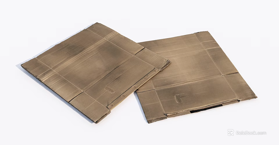 Brown Corrugated Cardboard Sheets Stacked With Textured Surface On White Background 3d model