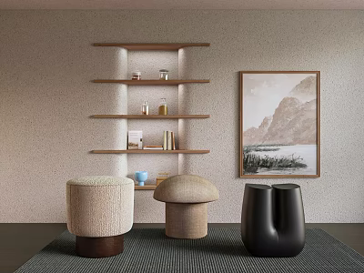 Fabric Furniture Low Stool 3d model