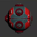 Spherical Cosmic Probe With Red Blue Metallic Shell And Multiple Lens Modules