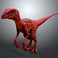 Red Velociraptor 3D Model With Sharp Claws In Standing Pose