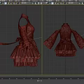 Red Traditional Dress With Long Sleeves Black Skirt Gray Apron And Gold Trim