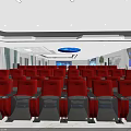 School Modern Auditorium With Red Seats Large Screens Modern Lighting And Marble Floor