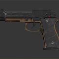 Classic Pistol With Wooden Grip And Black Metal Body Design
