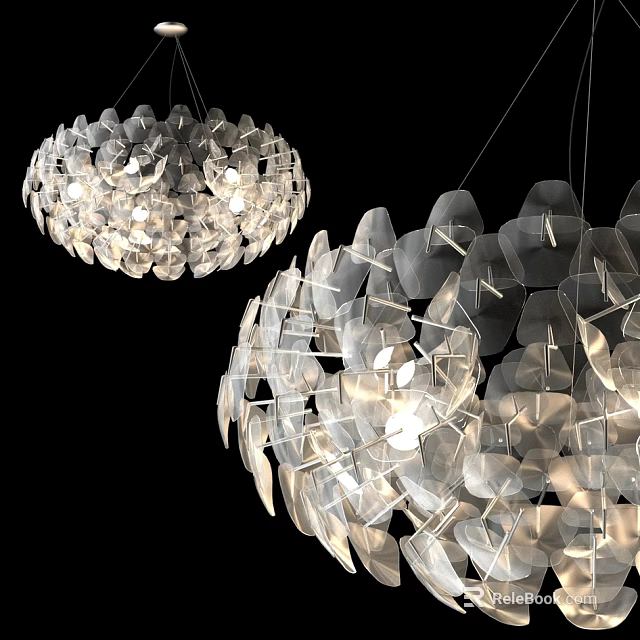 Modern Decorative Chandeliers With Transparent Petal Design And Soft Lighting 3d model