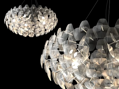 Modern Decorative Chandeliers With Transparent Petal Design And Soft Lighting 3d model