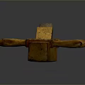 Vintage Wooden Plane With Two Wooden Handles And Worn Surface