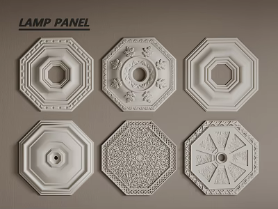 Decorative Octagonal Lamp Panels With Various Ornate Patterns And Designs 3d model