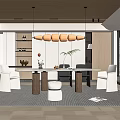 Modern dining table and chair combination 3d model