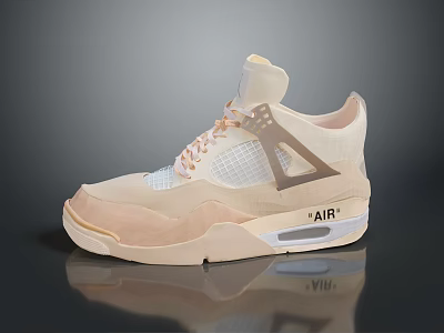 Beige Light Brown Sneakers With Mesh Upper Lace Up AIR Logo White Sole Triangular Accent 3d model