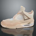 Beige Light Brown Sneakers With Mesh Upper Lace Up AIR Logo White Sole Triangular Accent