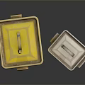 Practical Household Storage Boxes Yellow and Cream Colored With Lids and Handles