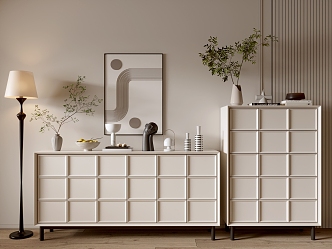 Cream Style Cabinet Whole Cabinet Sideboard Cabinet Balcony Cabinet Locker Entrance Cabinet 3d model