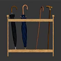 Sturdy Wooden Umbrella Stand With Umbrellas And Canes For Home Entryway