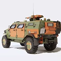 Armored Tactical Utility Vehicle With Military Green Orange Camouflage And Off Road Tires