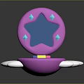 Pink Star Shaped Cosmetic Case With Blue Star Mirror Diamond Patterns And White Wings
