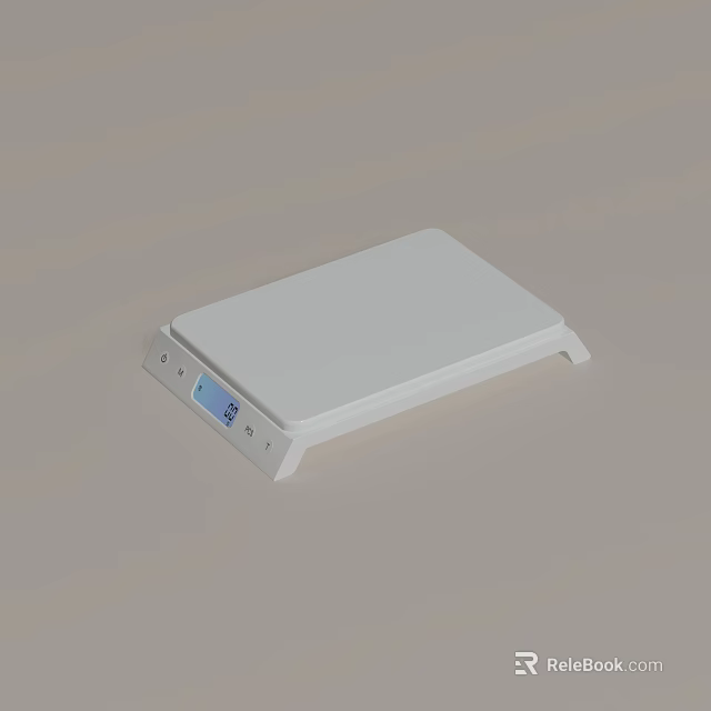 White Digital Kitchen Scale With Blue LCD Display And Flat Surface 3d model