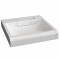 Modern White Square Washbasin with Smooth Surface and Faucet Hole