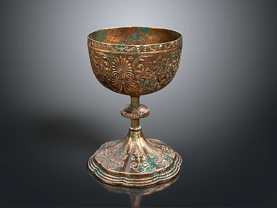Vintage Metal Goblet With Intricate Carvings And Decorative Base For Home Use 3d model