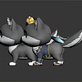 Cute Cartoon Husky Figurines With Party Hats Glasses And Crown Decorations
