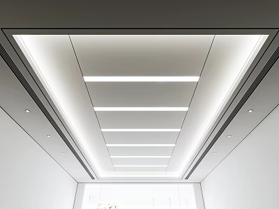 Modern Ceiling Design With Recessed Linear Lighting And Clean Lines 3d model