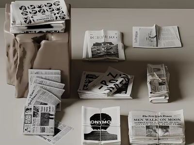 Vintage And Modern Books Magazines Collection With Stacked Typography And Cover Designs 3d model