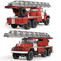 Red Vintage Fire Truck With Extended Rescue Ladder And Classic Design