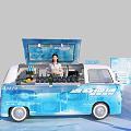 Attractive Photo Spot With Blue White Food Truck Open Top Drinks And Blue Backdrops