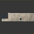 Arched Structure With White Seats Blue Central Area And Decorative Side Elements