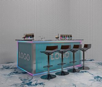 Modern Bar Chair Combination Bar Counter 3d model