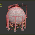 Industrial Spherical Storage Tank With Support Structure Ladder And Pipes For Industrial Applications