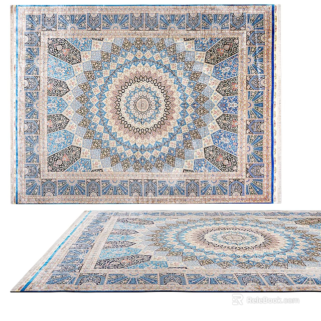 Square Rug With Intricate Geometric And Circular Patterns 3d model