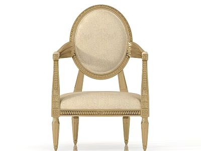 Elegant Classical Armchair With Gold Carved Frame And Beige Upholstery 3d model