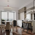 Modern Living Dining Room Design With Sofa Coffee Table Armchair Large Window Curtains Wooden Floor