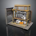 Industrial Construction Structure With Yellow Metal Frame Multi Level Platform And Striped Floor