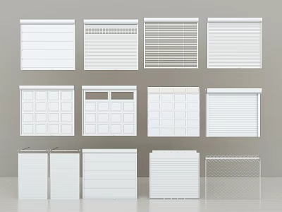Various White Window Coverings Including Blinds Shutters Roller Shades And Mesh Designs 3d model