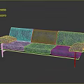 Modern Blue Fabric Three Seater Sofa With Metal Legs And Armrests